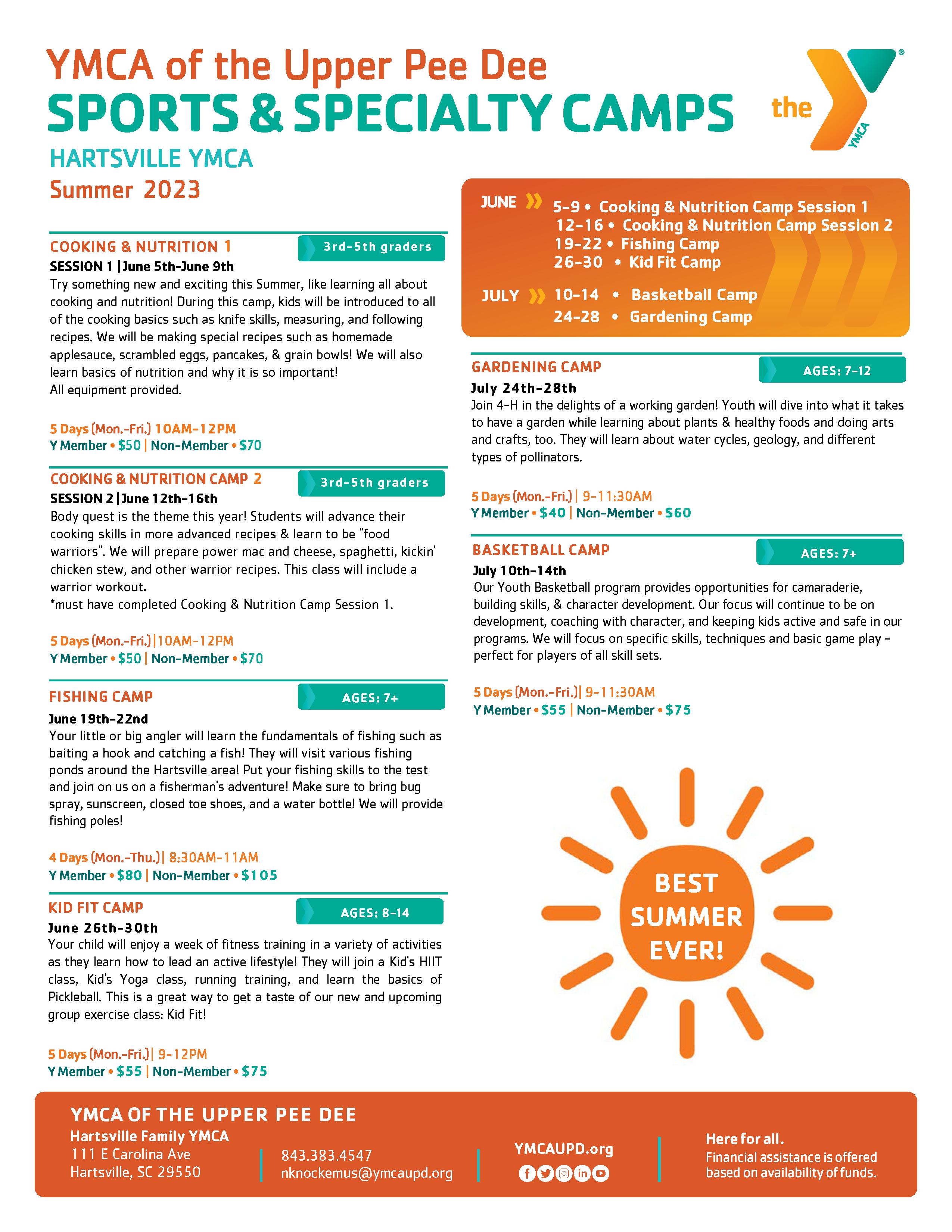 Summer Camps YMCA of the Upper Pee Dee